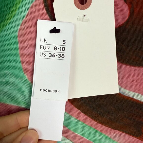 BNWT !! Topshop :: Swirl Cut Out Midi Dress Green Pink Size S/4-6 :: WICKED - Picture 9 of 14